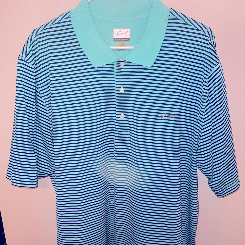 Teal and Blue Greg Norman Golf Shirt - XL